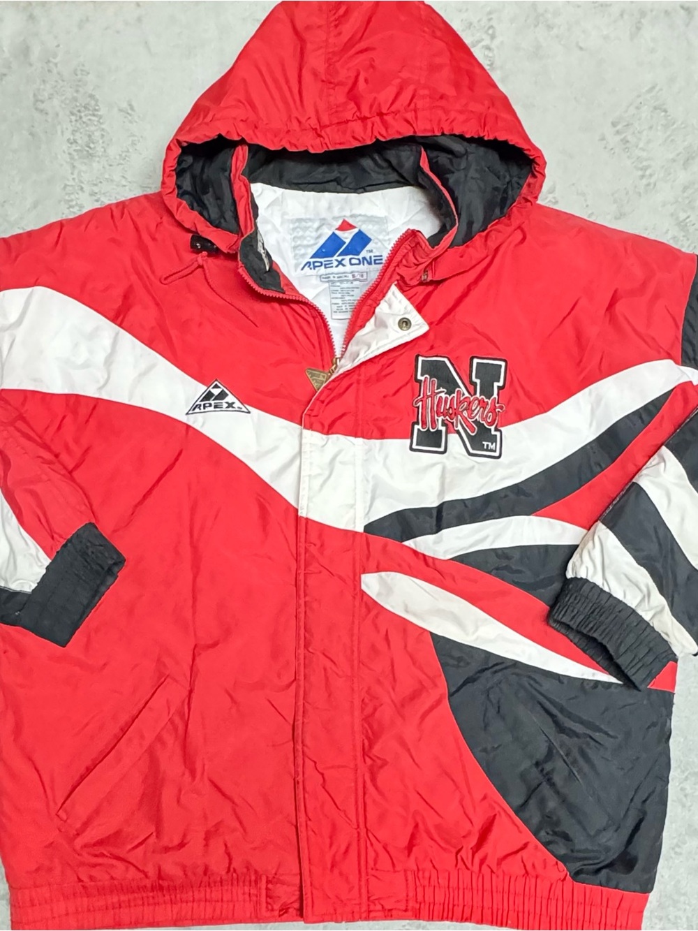 Rare Vintage 90’s Nebraska Huskers Apex One Jacket Size XL. Big Wave Logo